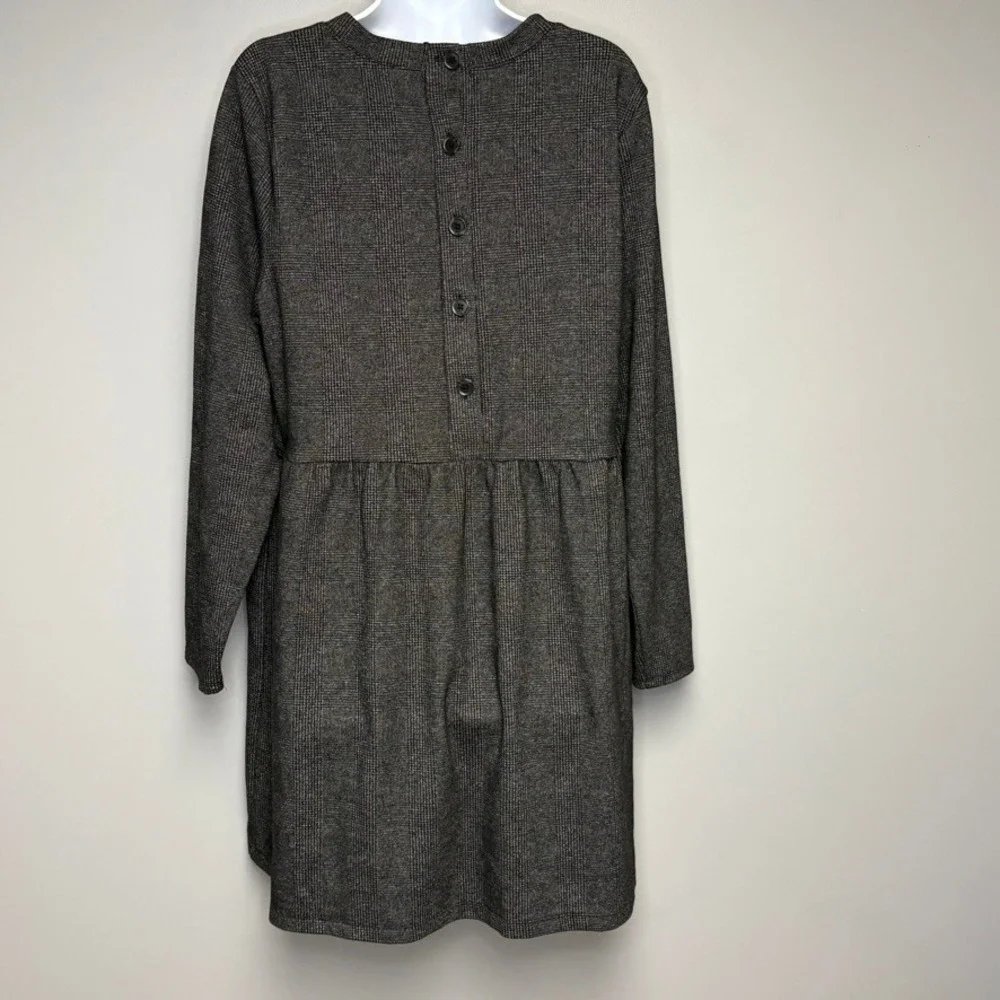 Loft Dark Academia Preppy Minimalist Dark Grey Knee Length Dress Sz XL - Picture 2 of 5